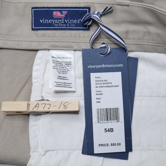 Vineyard Vines Men's Size 54 Stretch Breaker 11" Chino Shorts Khaki/Tan NWT 54B - Picture 4 of 6